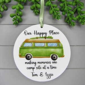 Personalised Camper Van Keepsake, Our happy place. Making memories one camp site at a time. Father's Day Gift. Birthday Gift. Caravan Sign. bild 1