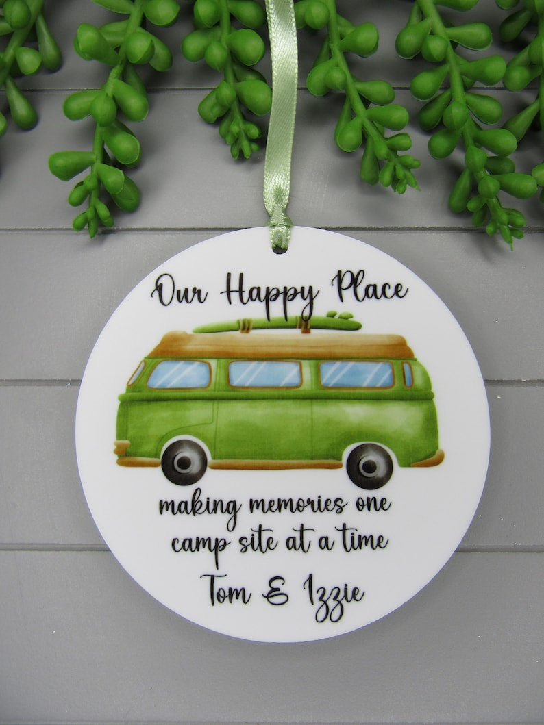 Personalised Camper Van Keepsake, Our happy place. Making memories one camp site at a time. Father's Day Gift. Birthday Gift. Caravan Sign. bild 4