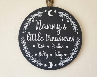 Personalised Grandchildren Sign, Little Treasures Plaque, Nanny Gift, Grandparent Keepsake