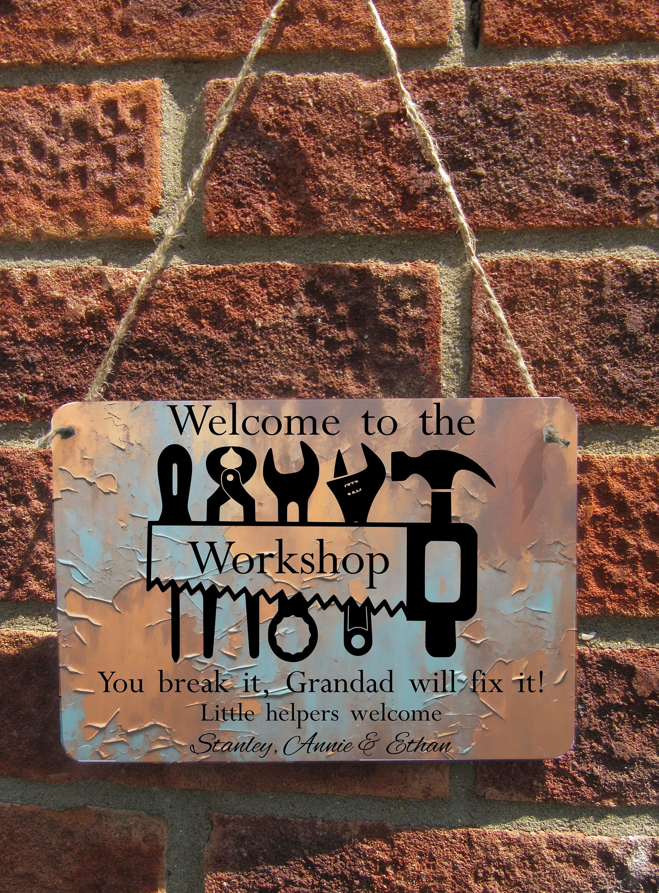 Personalised Welcome to the Workshop, Grandad, Grandpa, Dad etc Father's Day Gift, Grandad Keepsake, Tool shed sign, Birthday Gift For Dad.