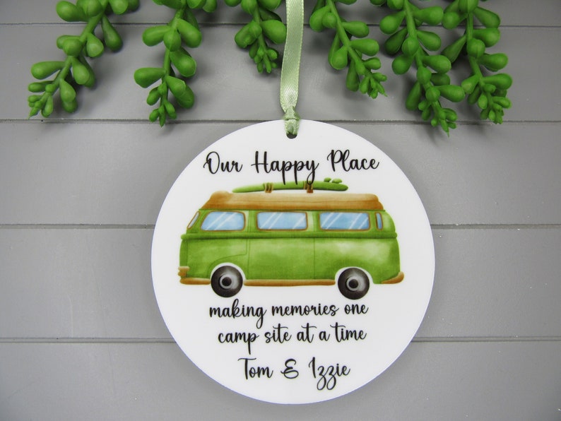 Personalised Camper Van Keepsake, Our happy place. Making memories one camp site at a time. Father's Day Gift. Birthday Gift. Caravan Sign. bild 1