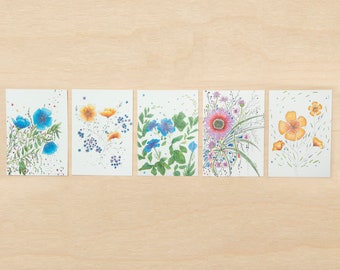 Flower Blank Notecard Set of 5 with envelopes and postage