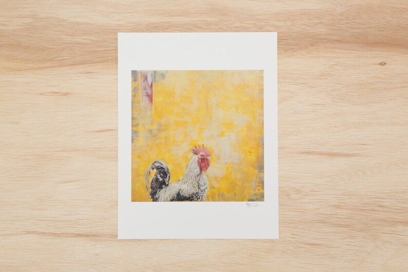 Rooster Signed Fine Art Print of Original Artwork 8.5x11 image 1