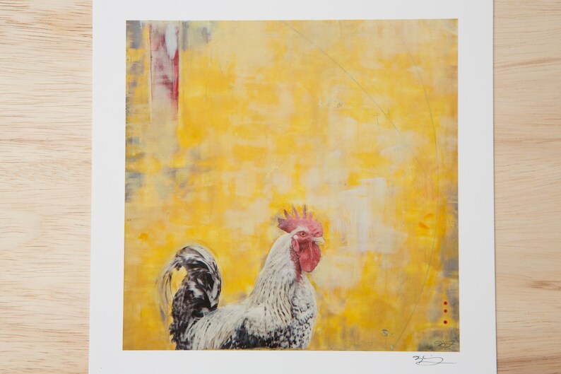 Rooster Signed Fine Art Print of Original Artwork 8.5x11 image 2