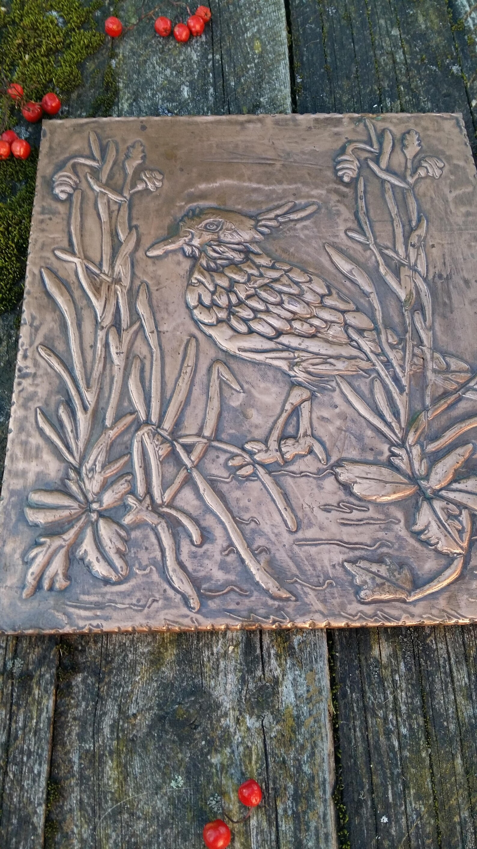 Vintage birds copper wall art metal picture embossed metal art Etsy