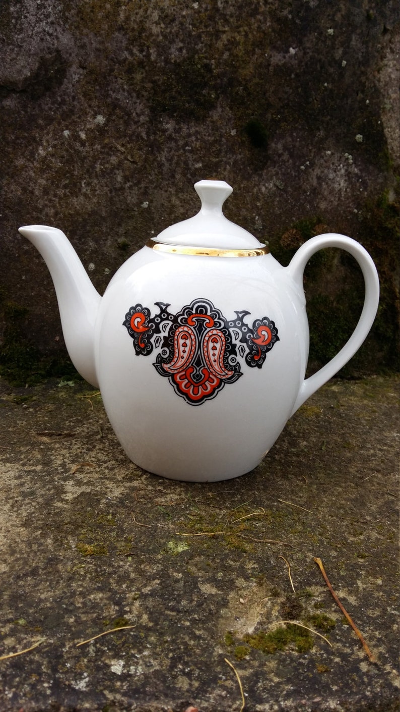 Vintage Retro Tea Pot Soviet Era Ussr Teapot Riga Porcelain Etsy