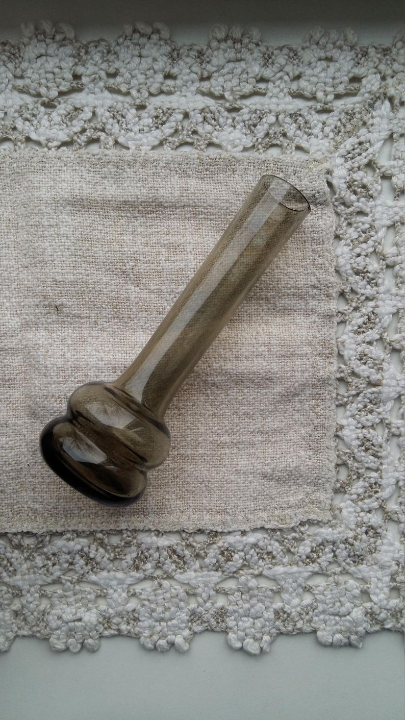 Vintage glass tube vase small size smoky glass single stem Etsy