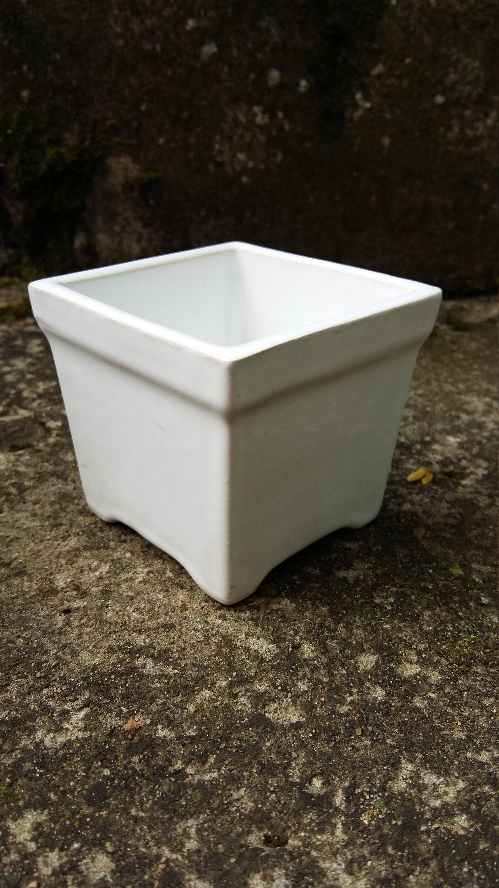 White Ceramic Flower Pot Vintage Ceramic Container Square Etsy