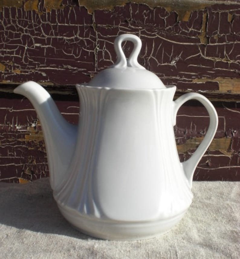 White tea pot old French style teapot Victorian style Etsy