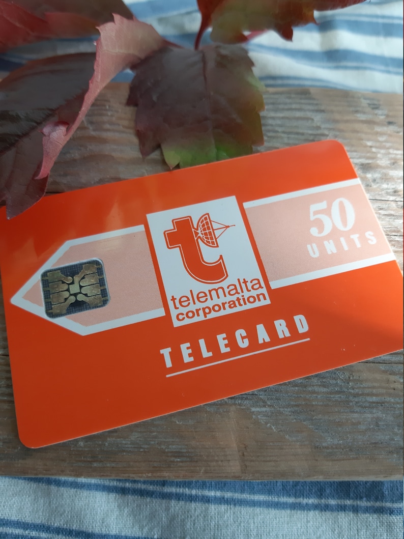 vintage telemalta corporation telephone card phone call card 50 units orange card collectors card collectible back to past old tehnologies