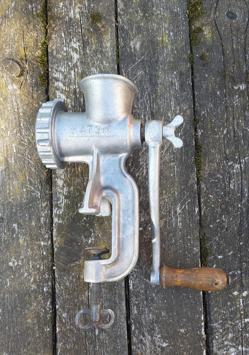 Vintage Meat Grinder Table Top Mincer Old Metal Manual Etsy