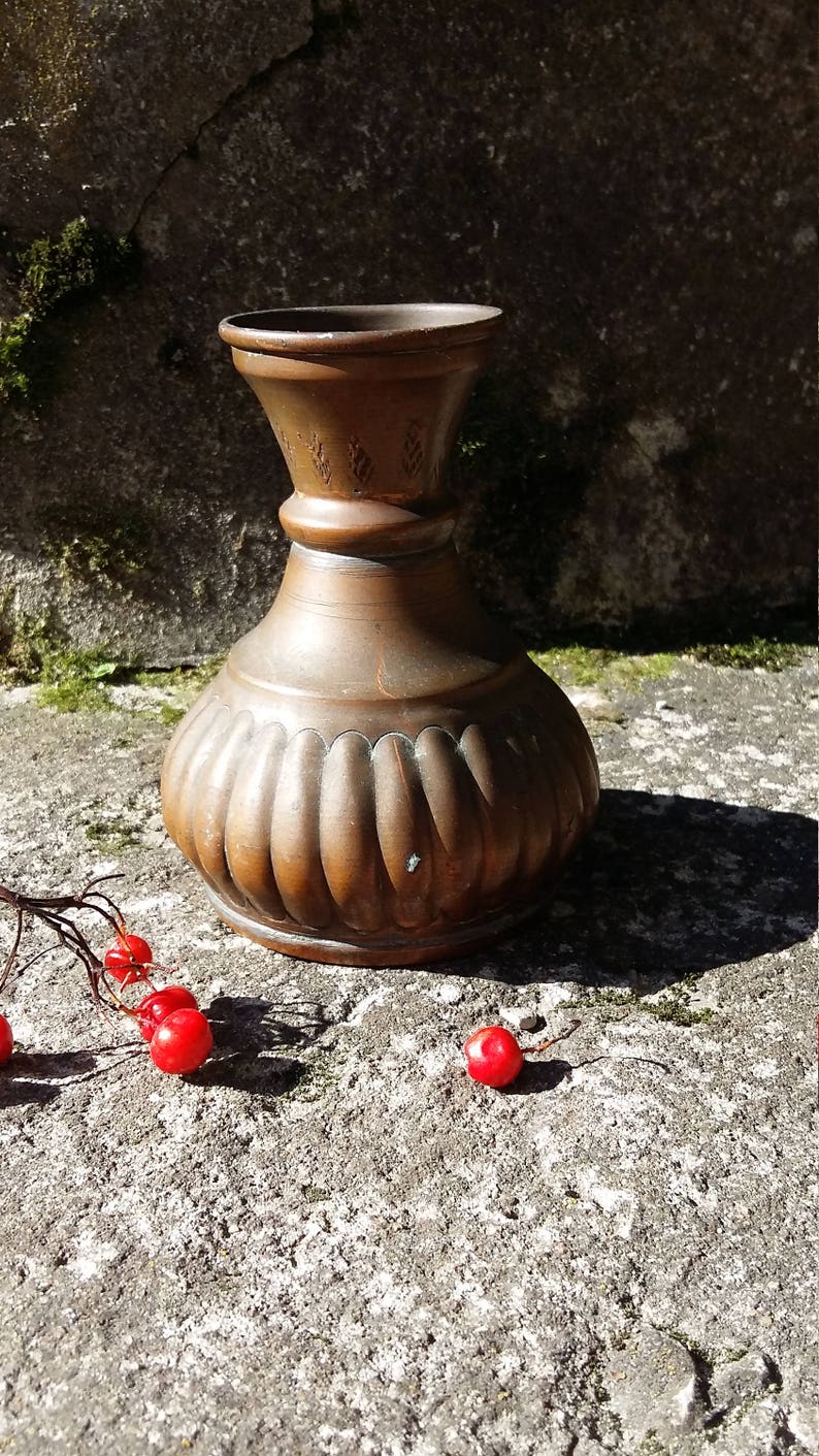 Copper Vase Vintage Metal Vase Small Bud Vase Classic Style Etsy