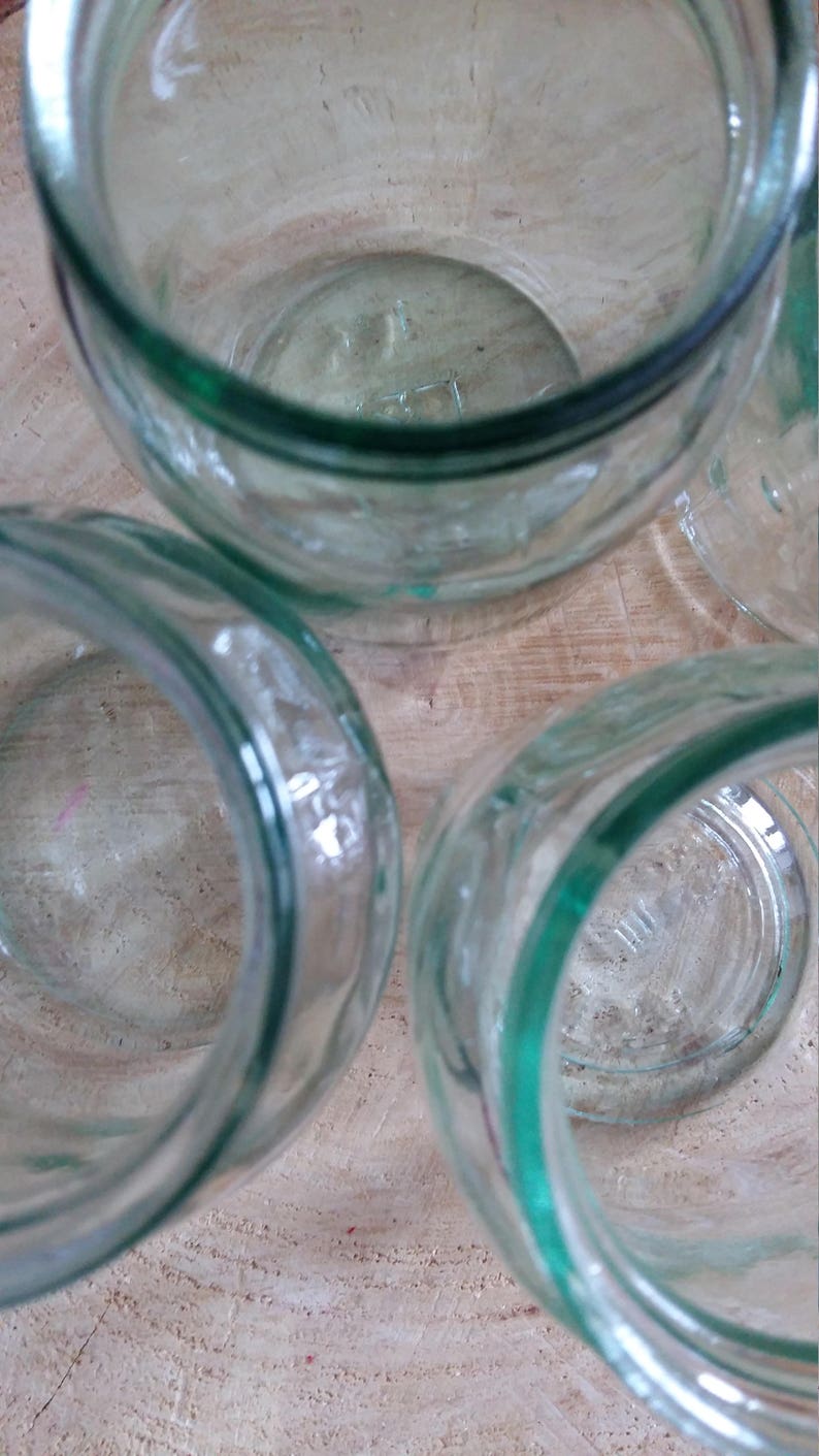 Vintage Glass Jars Set Small Jar Glass Bottle Aqua Blue Green Etsy