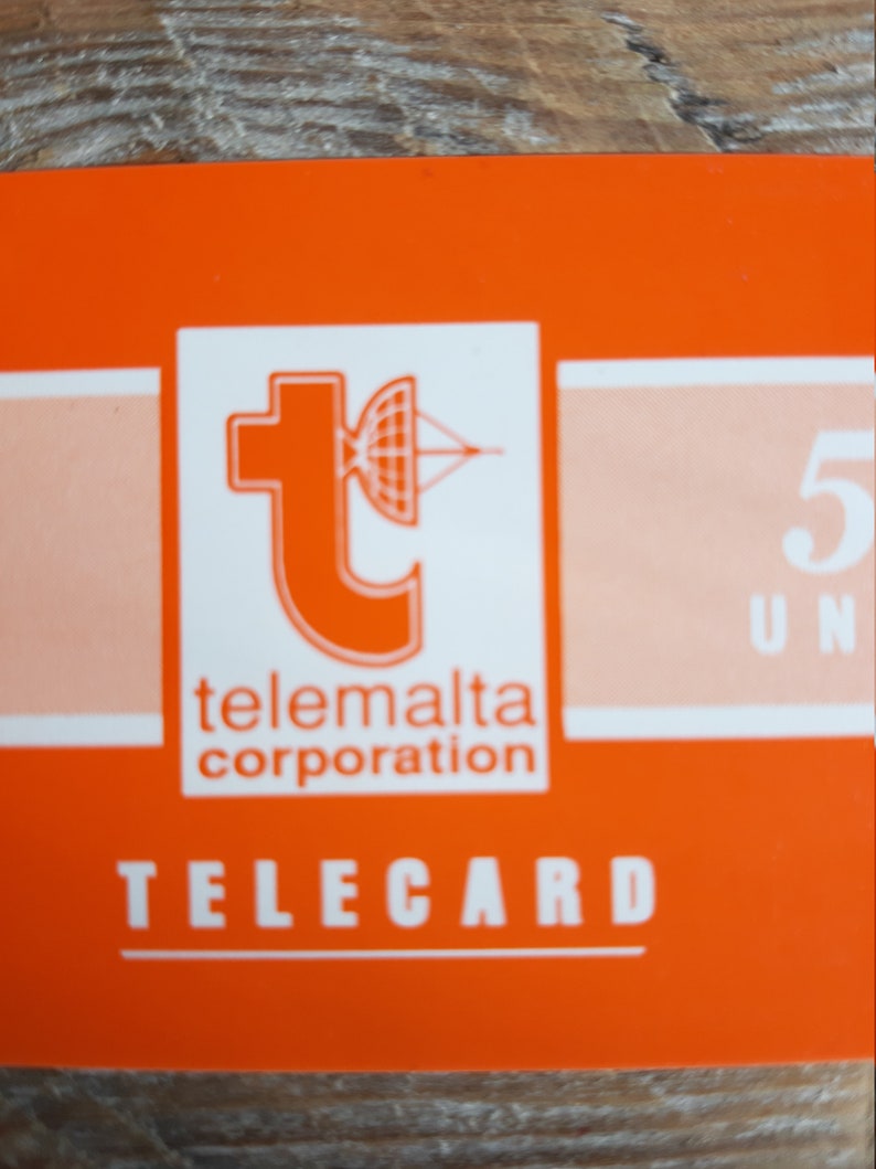 vintage telemalta corporation telephone card phone call card 50 units orange card collectors card collectible back to past old tehnologies