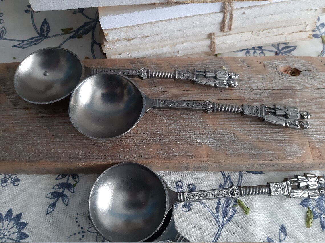 Vintage Old Pewter Spoons Large Soup Spoons From German Pewter Etsy