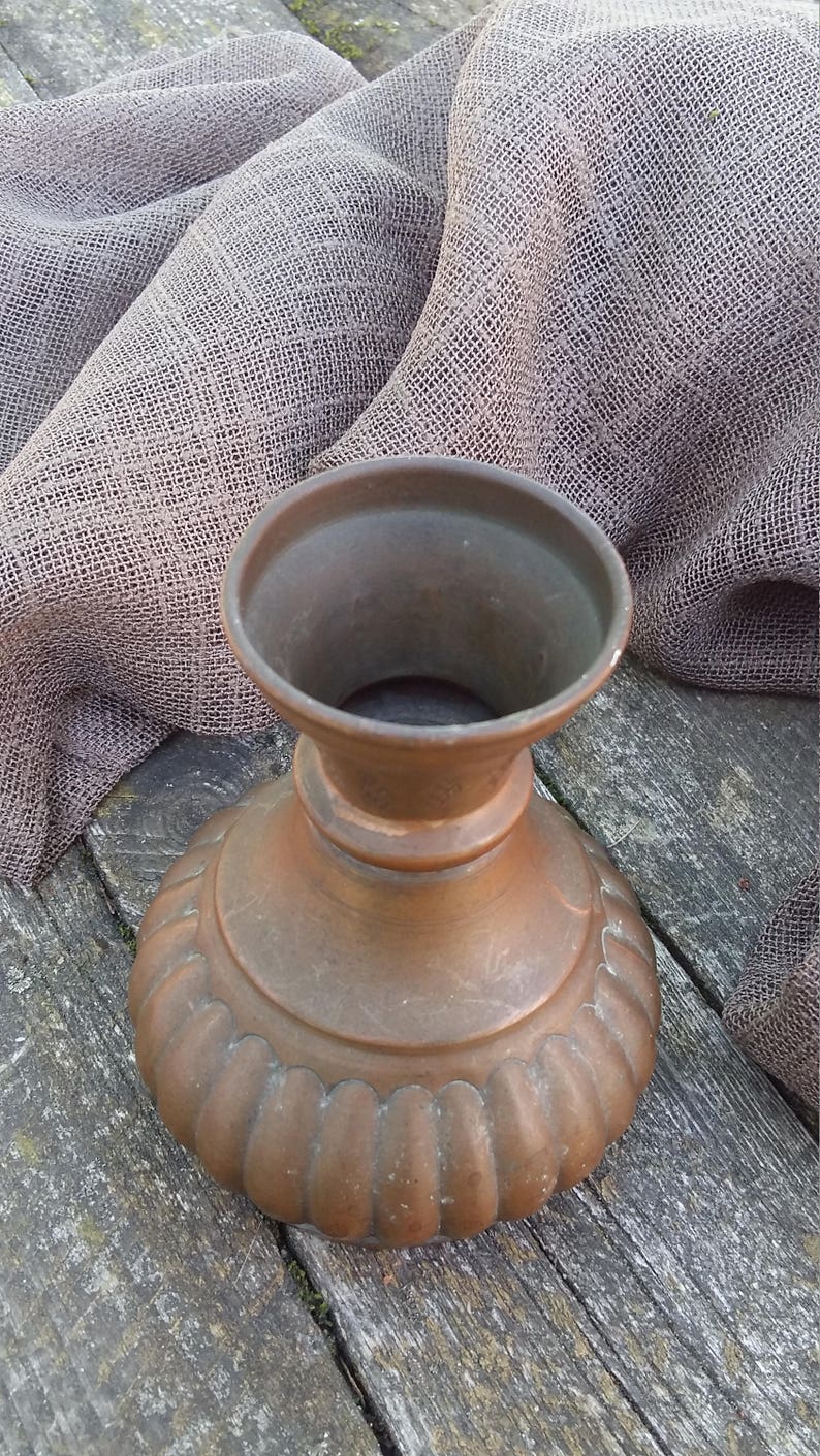 Copper Vase Vintage Metal Vase Small Bud Vase Classic Style Etsy
