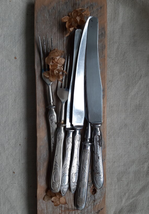 knives tableware rustic kitchen decor stainless steel knives kitchen decor vintage Soviet kitchen utensil kitchenware