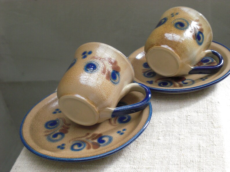 Pottery Ceramic Tea Set Tea Cup Saucer Plate Yellow Ware and Etsy