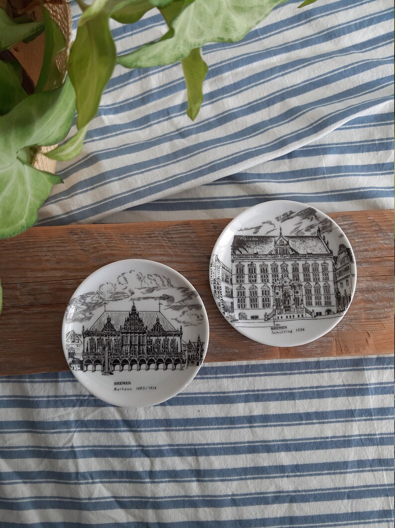 Black and White Porcelain Plates Vintage Germany Bremen Etsy