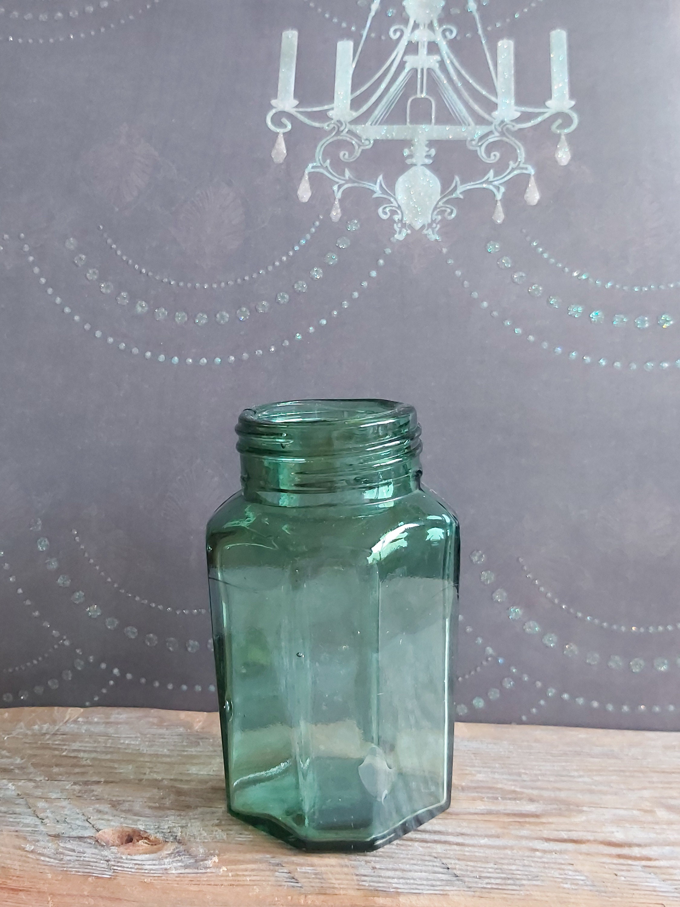 Vintage teal blue green bottle rustic centerpiece bottle jar Etsy