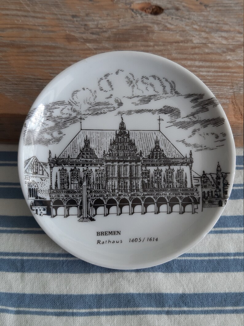 Black and White Porcelain Plates Vintage Germany Bremen Etsy