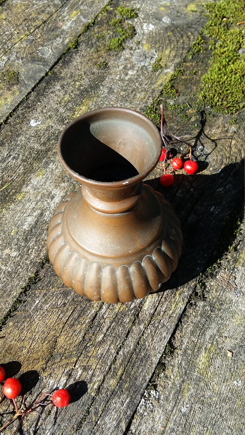 Copper Vase Vintage Metal Vase Small Bud Vase Classic Style Etsy