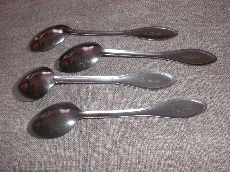 4 Teaspoons Tea Coffee Baby Spoon Small Tableware Metal Etsy