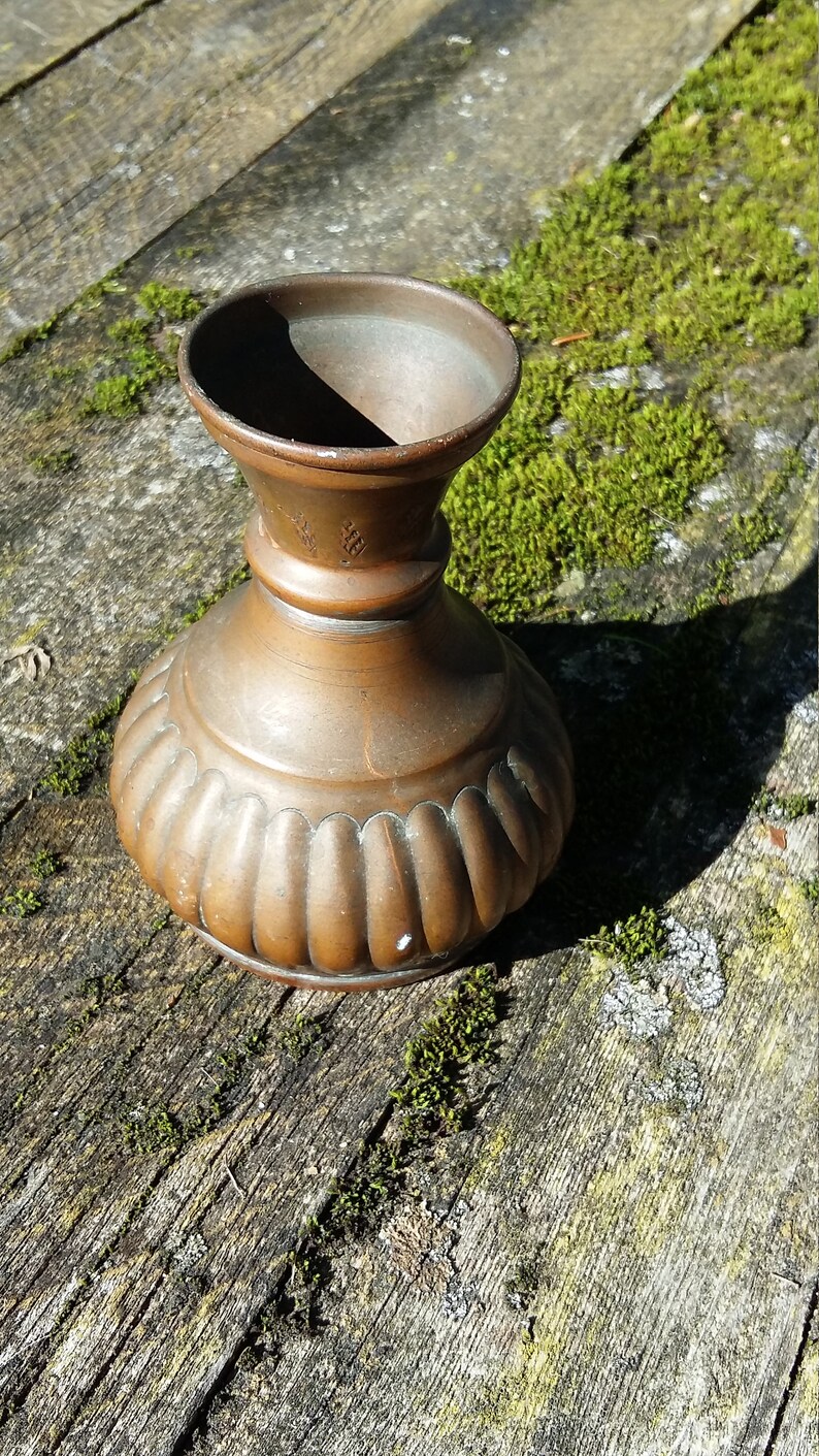 Copper Vase Vintage Metal Vase Small Bud Vase Classic Style Etsy