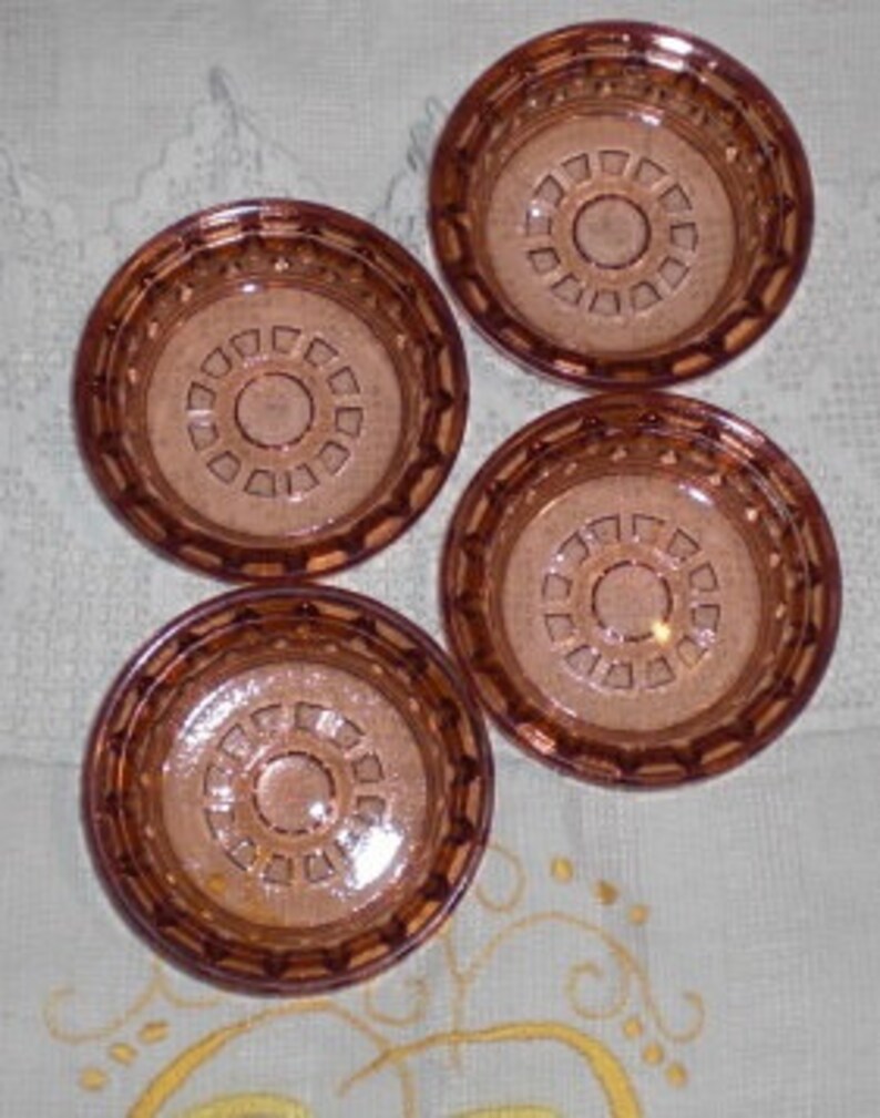 Download 4 Vintage pressed glass coaster marsala color small plate ...