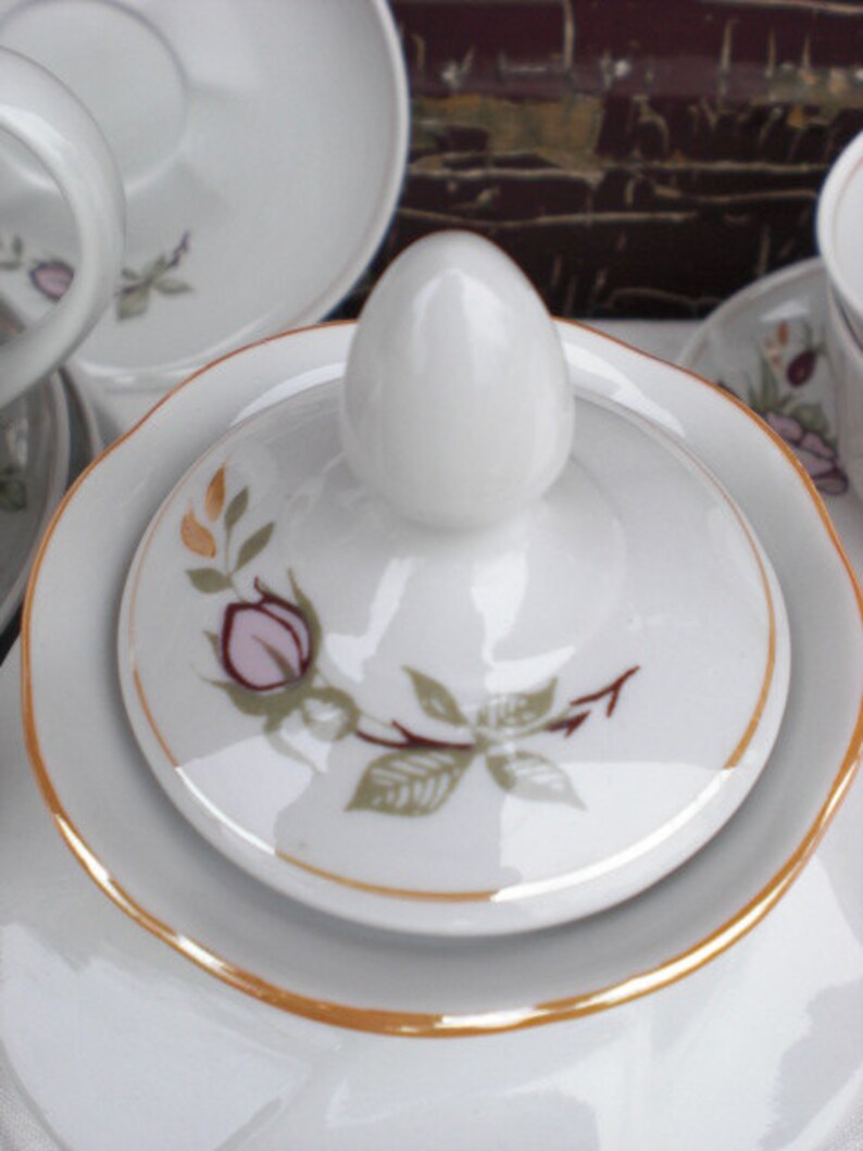 Victorian Kitchen Tea Set Porcelain Teapot Tea Cups Plate Etsy