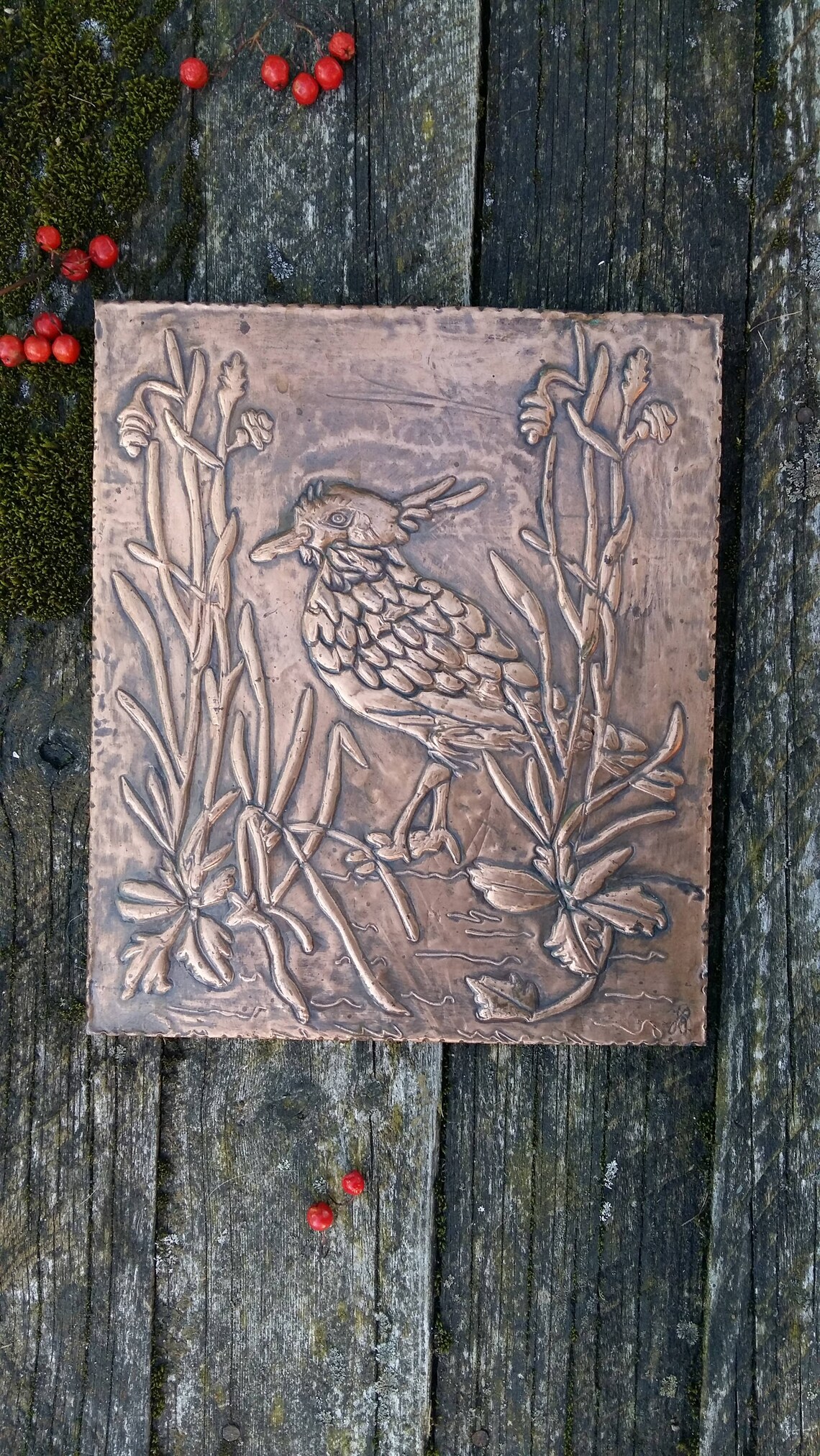 Vintage copper wall art metal picture embossed metal art Etsy