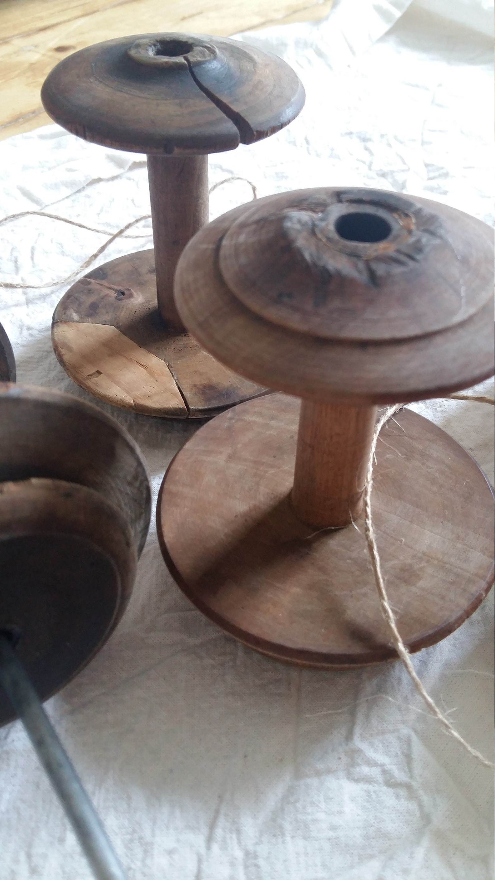 Antique Wooden Spools Set Large Thread Spool Bobbin Crafted Etsy