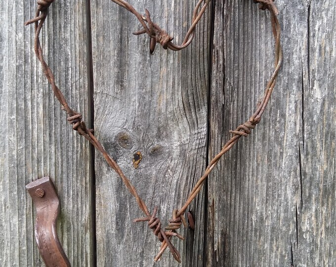 Metal Wire Heart Decor Barbed Wire Heart Rusty Barb Wire Etsy