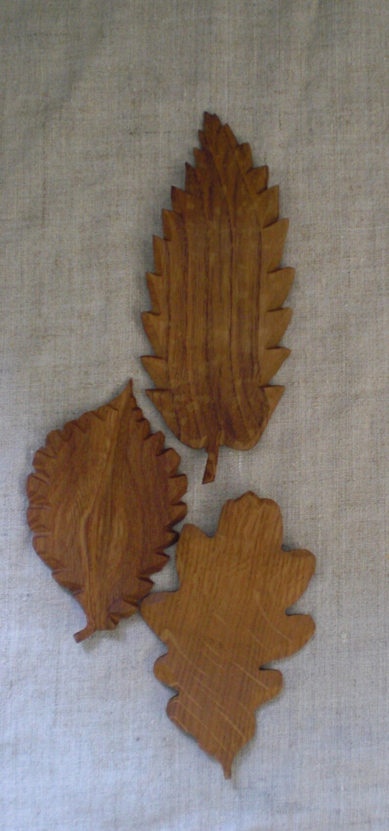 3 Wooden leaf leaves large autumn fall rustic decor natural Etsy
