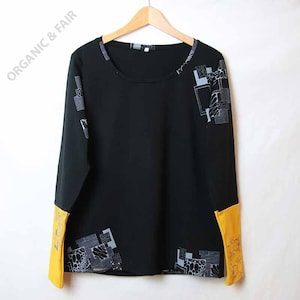 Organic long-sleeved shirt HALONA No.7 with screen print in XL