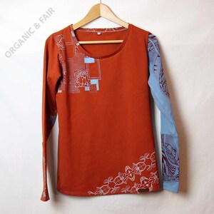 Organic long-sleeved shirt HALONA No.9 with screen print - a one-off
