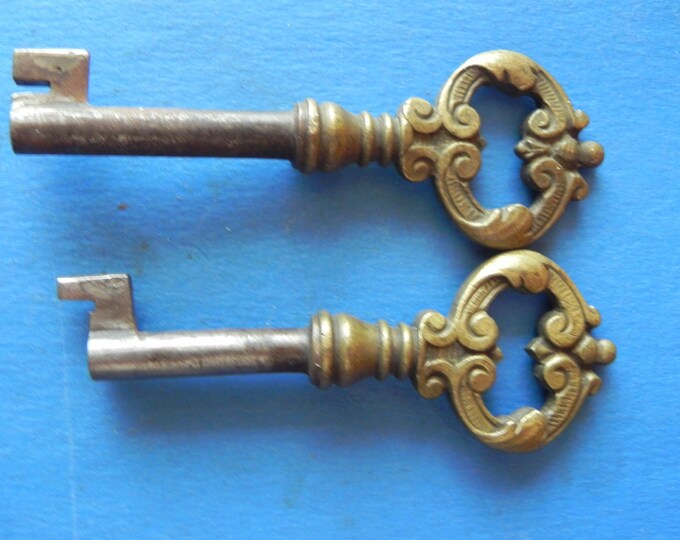 2 Antique Brass Lock Keys. Fancy. Old & Original. Etsy
