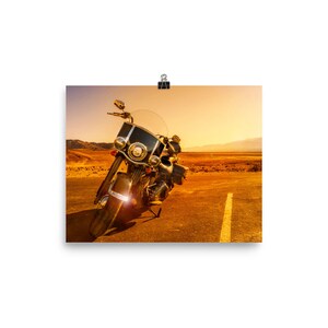 Motorcycle in Death Valley Poster