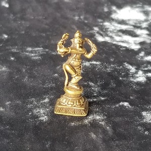 Tiny Dancing Ganesh, Ganesha, Ganapati, Miniature brass statue