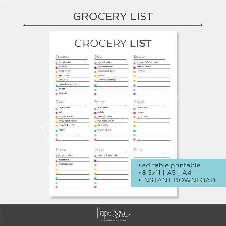 Weekly Meal Plan + Grocery List PRINTABLE | Editable - Etsy
