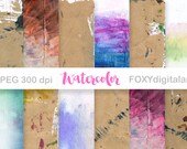 Watercolor digital paper: "WATERCOLOR PAPER" scrapbooking, wedding invitations, watercolor backgrounds, card making, watercolor scrapbook