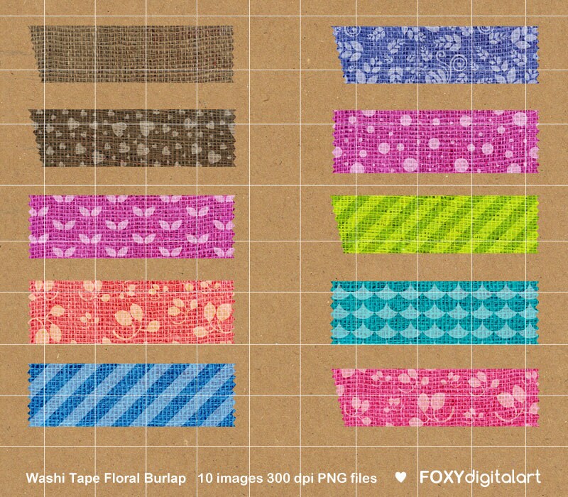 Digital Washi Tape Clipart Scrapbook Tape Png Files Instant Etsy