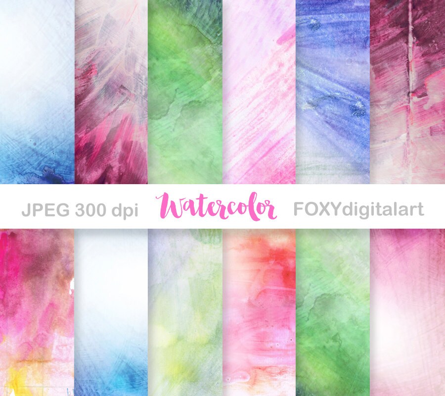 Watercolor Digital Paper, Watercolor Backgrounds, Printable