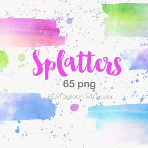 Watercolor paint brush splatters, watercolor splashes, grunge graffiti paint splatter brush set, watercolor shapes, spray paint brush effect