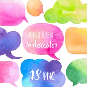 Watercolor Clip Art, Speech Bubbles, Speak Bubble, Speech Clip Art, Digital Clipart, Web Design, Blog Elements, Design Elements