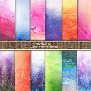 Watercolor Digital Paper: “WATERCOLOR PAPER”, handmade digital papers, watercolor scrapbook, textured paper, watercolor paper pastel- DP01