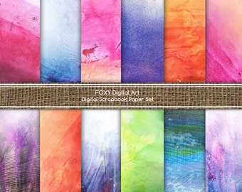 Watercolor Digital Paper: “WATERCOLOR PAPER”, handmade digital papers, watercolor scrapbook, textured paper, watercolor paper pastel- DP01