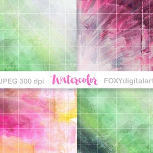 Watercolor Digital Paper, Watercolor Backgrounds, Printable