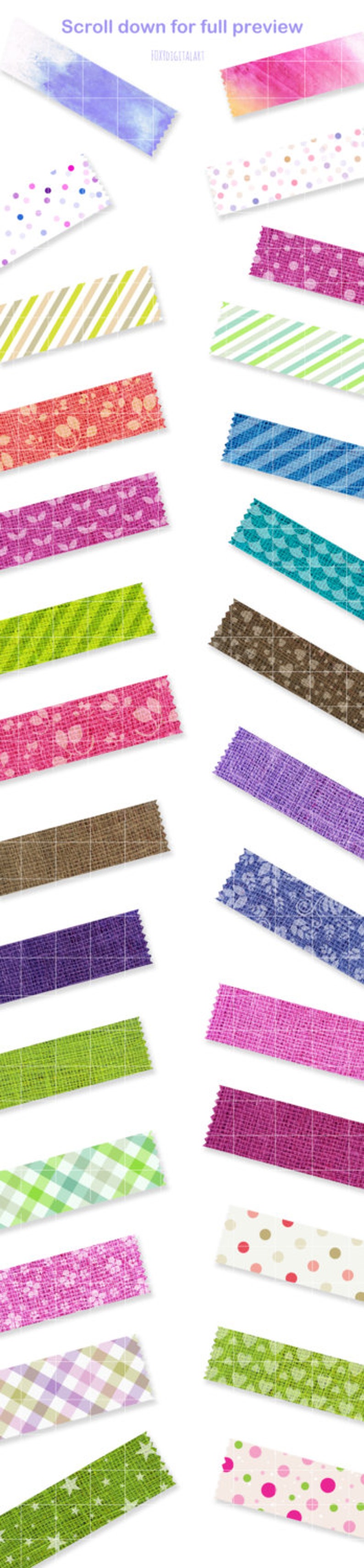 Digital Washi Tape Clipart Washi Tape Clipart Scrapbook Etsy UK