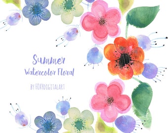 Watercolor Flower Clipart, Hand Painted Watercolor Flower, Flower Bouquet Clipart, Wedding Flower Clipart, Digital Clipart, DIY Elements